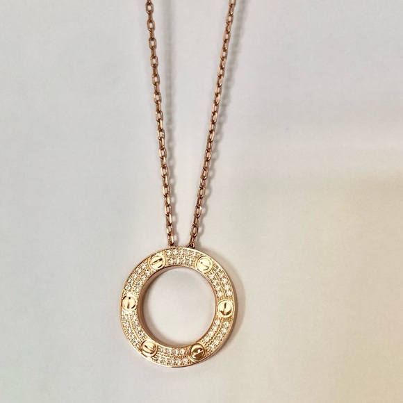 Screw Pavé Rose Gold Pendant Necklace - Picture 4 of 10